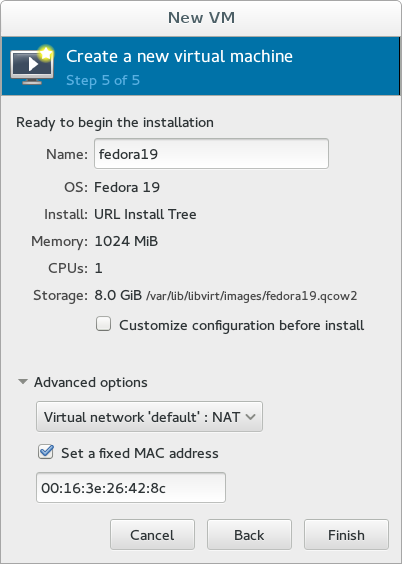 virt-manager default network UI