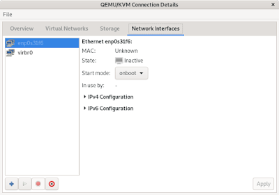 virt-manager host interfaces panel